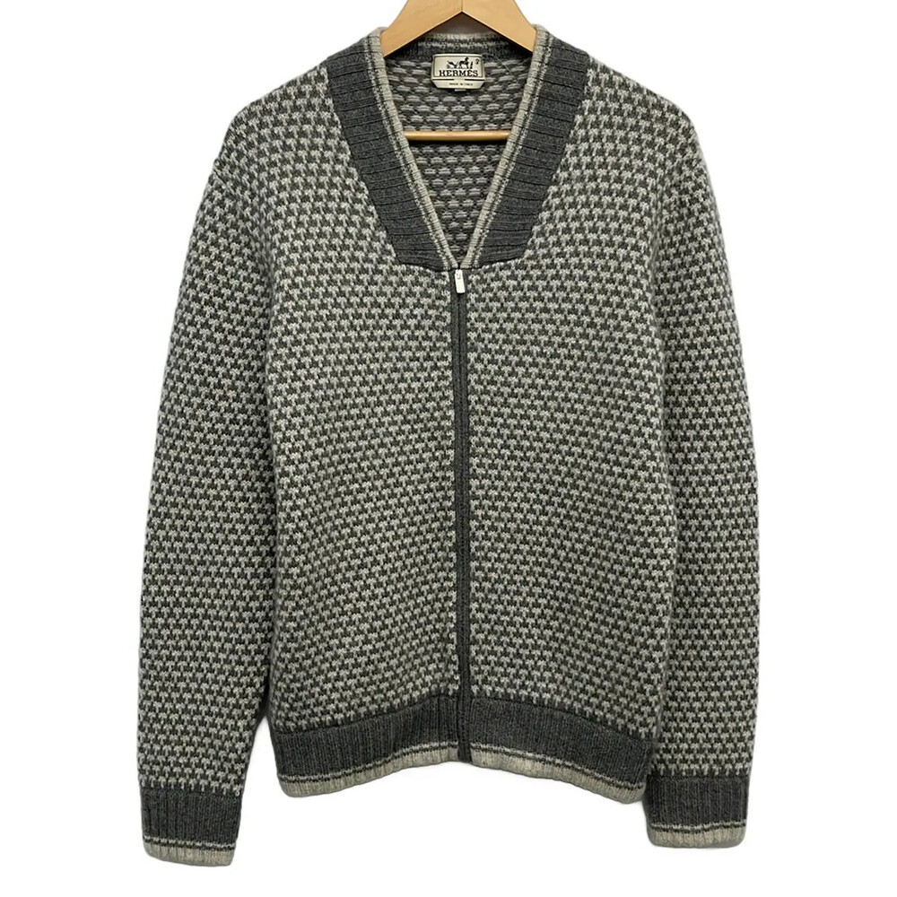 Hermes Gray Cream Men's Cardigan #341169H64B
